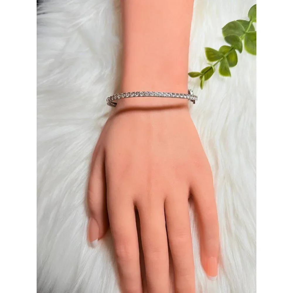 Silver Tone Eternity Rhinestones Bangle